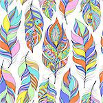 Vector illustration of seamless pattern with colorful abstract feathers
