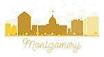 Montgomery City skyline golden silhouette. Vector illustration. Simple flat concept for tourism presentation, banner, placard or web site. Business travel concept. Montgomery isolated on white background