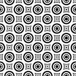 Geometric seamless hypnotic pattern. Vector black and white texture.