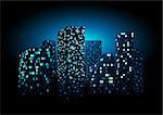 Night City Skyline - Background Illustration, Vector