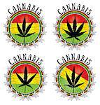 set of cannabis leaf design jamaican flag background