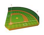 A realistic baseball field in 3D three dimensional. Vector EPS 10 available.