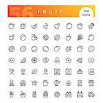 Set of 56 fruit line icons suitable for gui, web, infographics and apps. Isolated on white background. Clipping paths included.