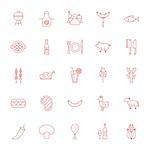 Line Grill Menu Icons. Vector Illustration of Outline Barbecue Picnic Objects.