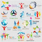 Big collection of people vector logos. Business Social Corporate Identity. Human icons Design illustration on transparent Background