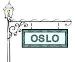 Oslo retro pointer lamppost. Oslo Capital Norway tourism travel.