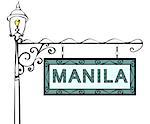 Manila retro pointer lamppost. Manila Capital Philippines tourism travel.