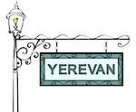 Yerevan retro pointer lamppost. Yerevan Capital Armenia tourism travel.