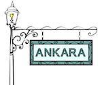 Ankara retro pointer lamppost. Ankara Capital Turkey tourism travel.