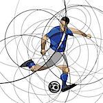 Abstract image of soccer football player with ball, made with circle