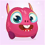 Cute cartoon monster. Halloween vector pink monster isolated