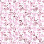 white seamless pattern with pink abstract peony flowers. vector