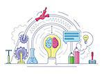 Ideas laboratory abstract. Education and research, scientific lab, vector illustration