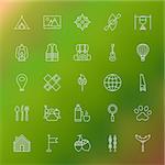 Adventure Camping Line Icons. Vector Set of Outline Summer Camp Items.