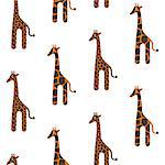 Giraffe cute vector seamless pattern. Giraffe brown and orange texture stains. Safari wild animal kid background.