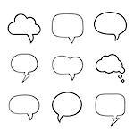 Minimal hand-drawn speech bubbles design elements set