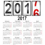 Stylish calendar for 2017. Week starts on Monday.