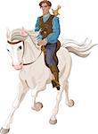 Illustration of Prince Charming riding  a horse