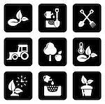 isolated agriculture black icon set for farming industry