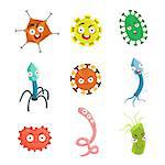 Malicious Microorganisms And Viruses Set Of Colorful Simple Design Vector Drawings Isolated On White Background