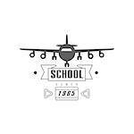 Flying School Emblem Classic Style Vector Logo With Calligraphic Text On White Background
