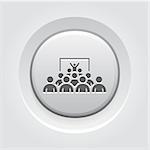 Training Icon. Business Concept. Group of People on Conference. Grey Button Design. Isolated Illustration. App Symbol or UI element.