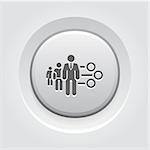 Management Icon. Business Concept. A Three man with Round Checkboxes. Grey Button Design. Isolated Illustration. App Symbol or UI element.