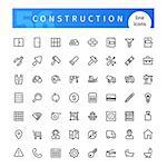 Set of 56 construction line icons suitable for web, infographics and apps. Isolated on white background. Clipping paths included.