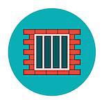 Jail icon flat. Grill on the brick wall