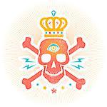 Vintage vector logo with skull and crown