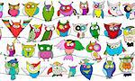 Funny owls, seamless pattern for your design. Vector illustration