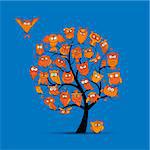 Owl tree for your design. Vector illustration