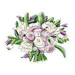 Floral wedding bouquet, sketch for your design. Vector illustration