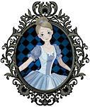 Illustration of Halloween Cinderella into picture frame