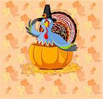 Illustration Thanksgiving turkey on autumn leaves texture