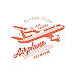Flying Club Red Emblem Classic Style Vector Logo With Calligraphic Text On White Background