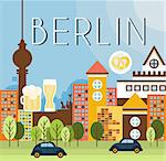 Berlin houses and lanscape of the city vector flat vector illustration