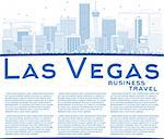 Outline Las Vegas Skyline with Blue Buildings and Copy Space. Vector Illustration. Business Travel and Tourism Concept with Modern Buildings. Image for Presentation Banner Placard and Web Site.