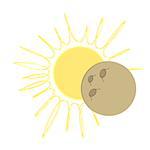 Solar Eclipse flat cartoon design. Vector illustration with sun and moon