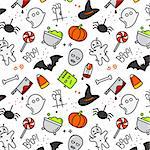 Halloween color pattern drawing in flat style