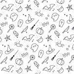 Halloween gray pattern drawing in flat style on white background