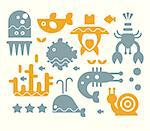 Vector Collection of sea animals in flat style