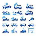 Set of flat style car insurance icons. Vector Illustration collection