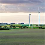 Rural landscape with wind turbines