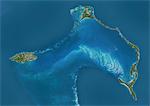 Satellite view of New Providence and Eleuthera Island, Bahamas. New Providence is the most populous island in the Bahamas and it houses the capital city of Nassau. This image was compiled from data acquired by Landsat satellites.