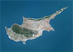 Satellite view of Cyprus. This image was compiled from data acquired by Landsat 8 satellite in 2014.