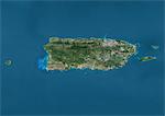 Satellite view of Puerto Rico. This image was compiled from data acquired by Landsat satellites.