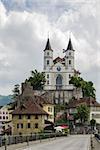 Aarburg Church is situated on a rock next to Aarburg Castle, Switzerland