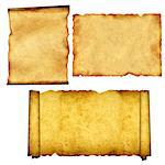 Collection of old scrolls and parchments. Isolated on white background. 3d render