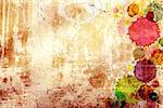 Grunge background. Texture old stucco wall with stains of paint different colors